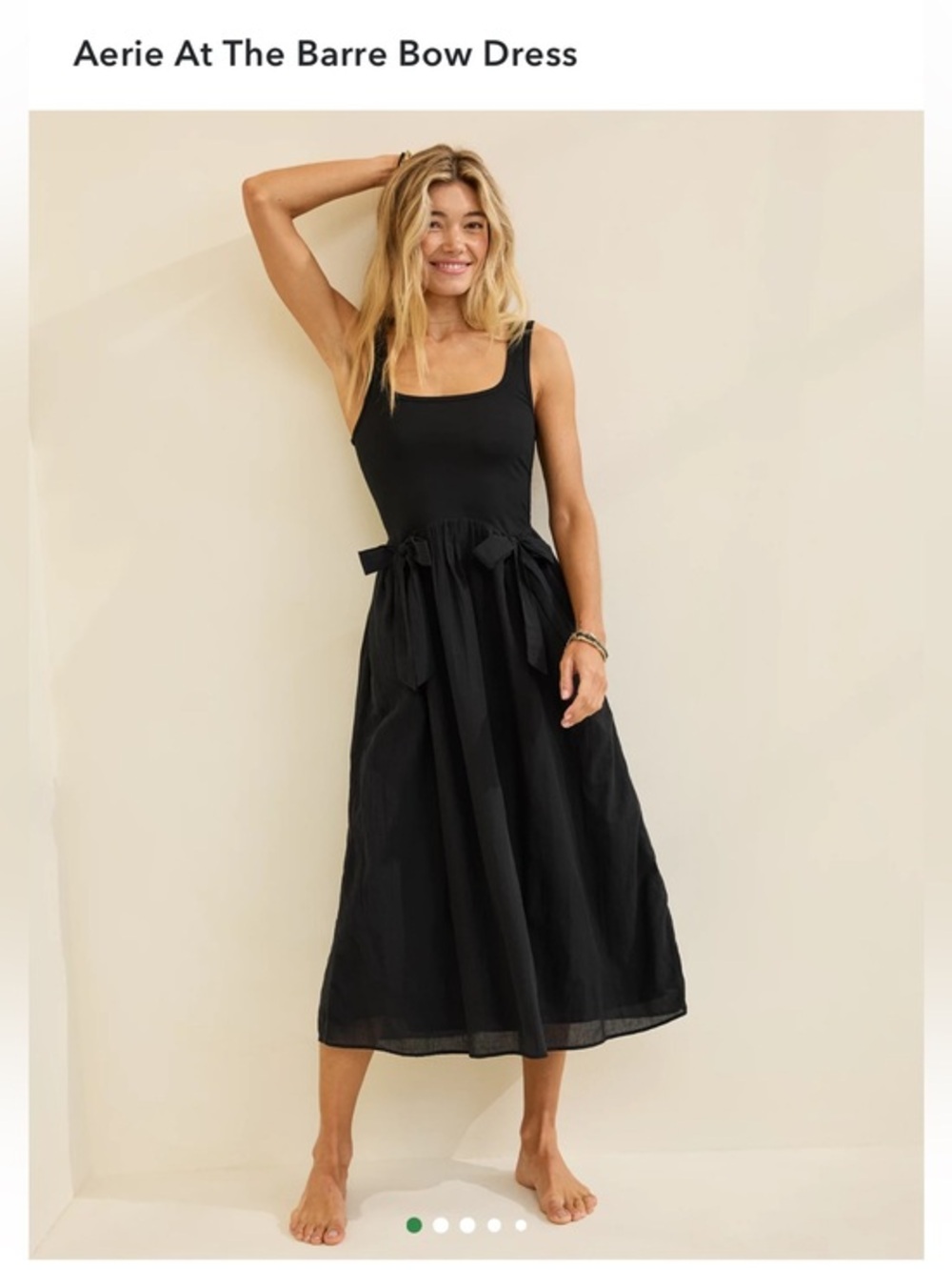 aerie Black Bow-Tie Midi Dress size Medium